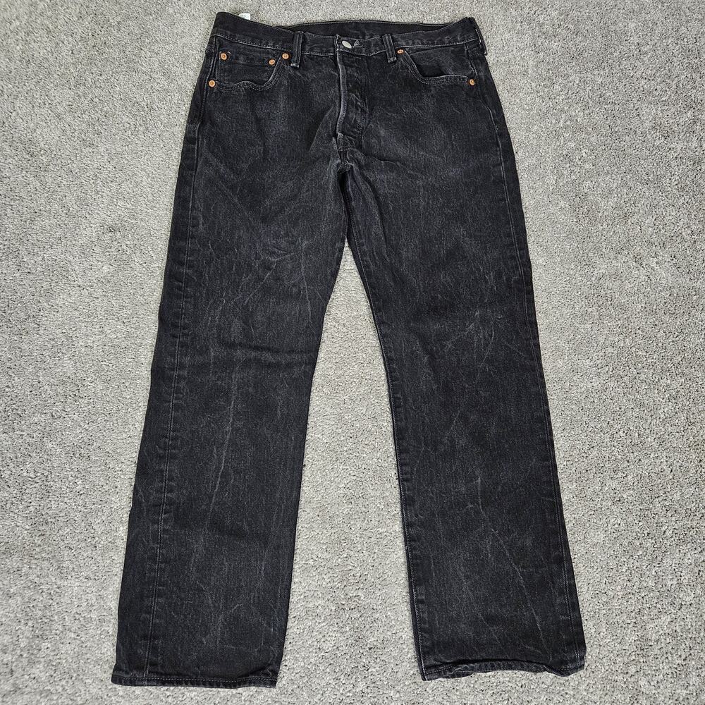 Levis 501 Jeans Mens 32X28 (Tag 36X30) Black Straight Fit Button Fly Iconic